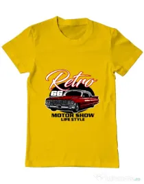 Tricou personalizat barbat retro motorshow Galben