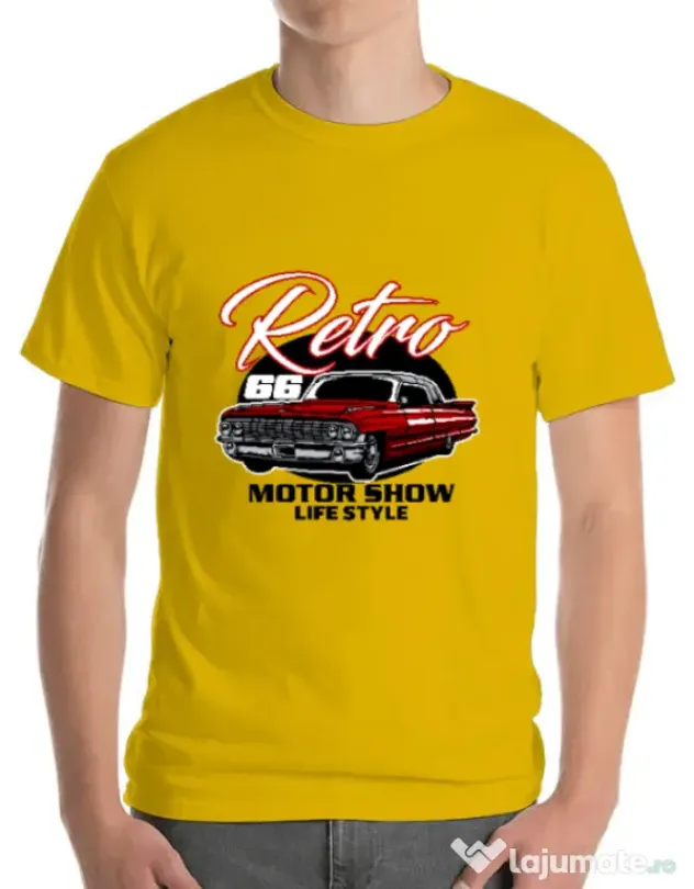 Tricou personalizat barbat retro motorshow Galben