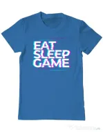Tricou personalizat barbat Eat Sleep Game Albastru azuriu