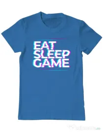 Tricou personalizat barbat Eat Sleep Game Albastru azuriu