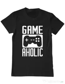 Tricou personalizat barbat Gameaholic Negru