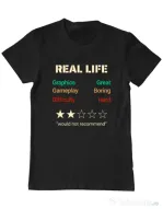Tricou personalizat barbat Real Life Funny Review Negru