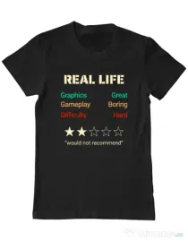 Tricou personalizat barbat Real Life Funny Review Negru