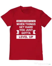 Tricou personalizat barbat Video Games Taught Me - Just Level Up Rosu