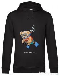 Hanorac barbat cu gluga Bear Snorkeling Negru