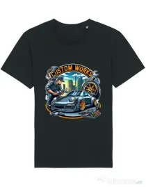 Tricou STANLEY STELLA barbat Custom Works Crew Porsche logo Negru