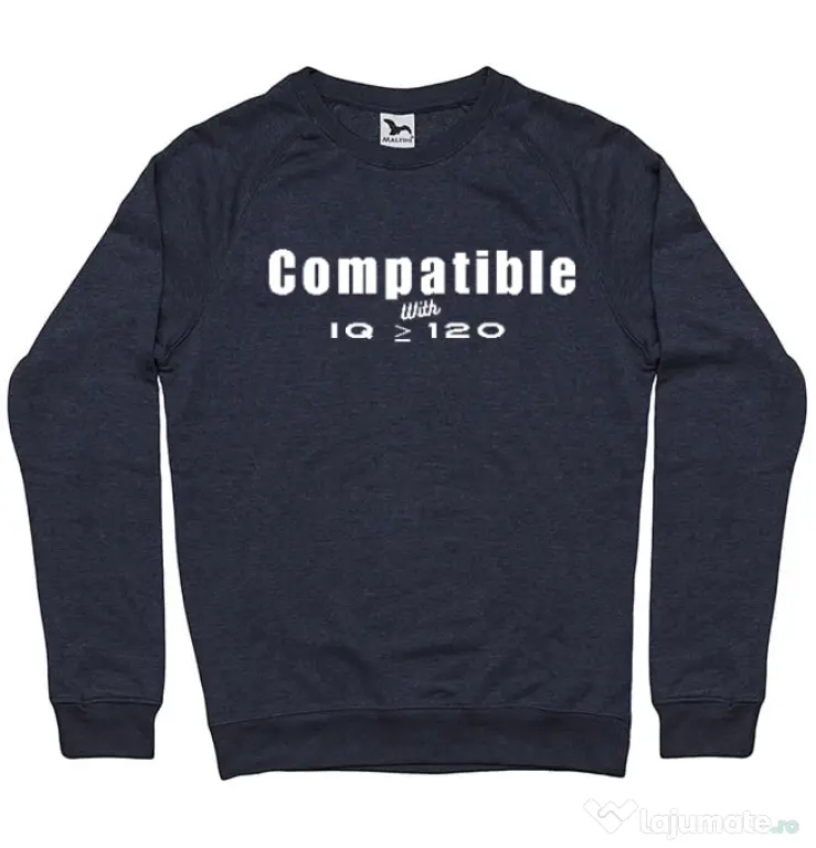 Bluza personalizata barbat Tricouri cu mesaje | IQ 120 | CreativeSheep Denim inchis