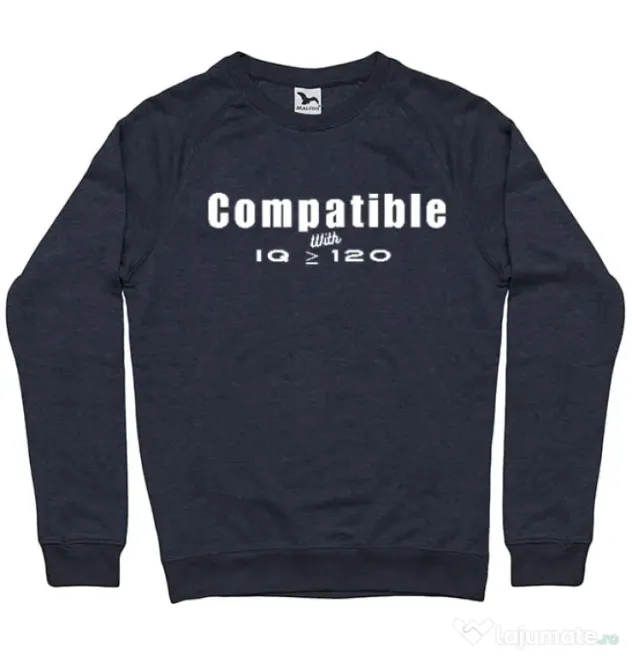Bluza personalizata barbat Tricouri cu mesaje | IQ 120 | CreativeSheep Denim inchis