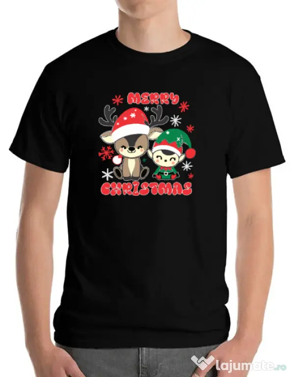 Tricou personalizat barbat Prietenii lui Mos Craciun 2 Negru