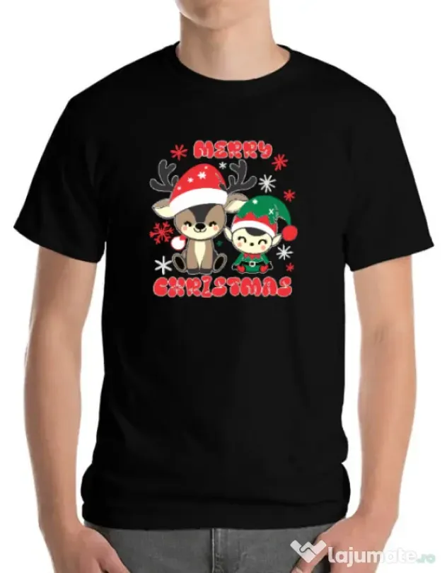 Tricou personalizat barbat Prietenii lui Mos Craciun 2 Negru