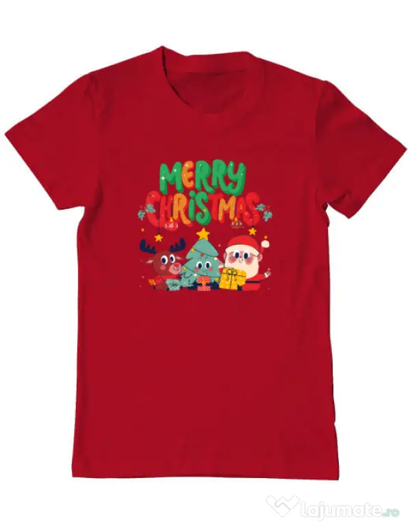Tricou personalizat barbat Hei, prietenii mei de Crăciun! Rosu