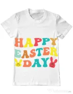 Tricou personalizat barbat oversize HAPPY EASTER DAY Alb