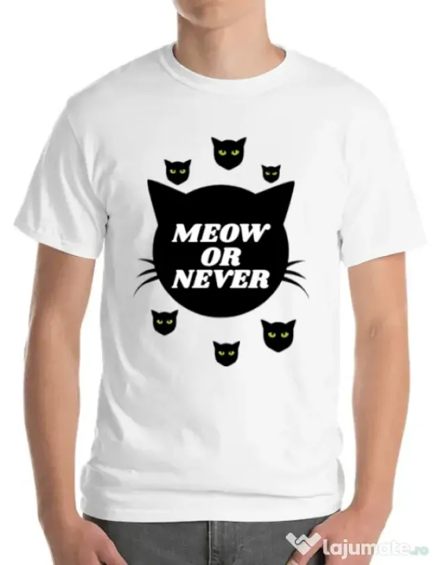 Tricou ADLER barbat Meow or never Alb