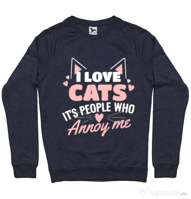Bluza ADLER barbat I love cats Denim inchis