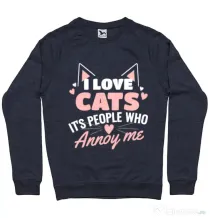 Bluza ADLER barbat I love cats Denim inchis