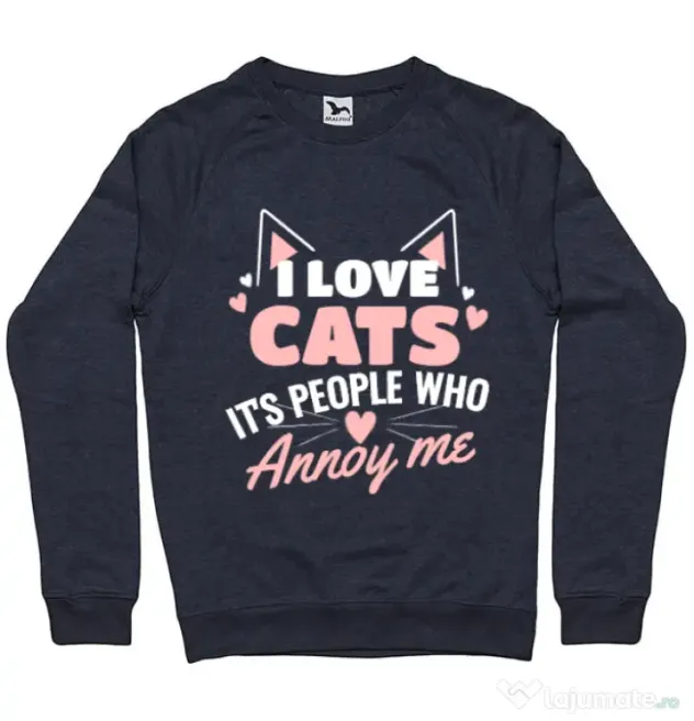 Bluza ADLER barbat I love cats Denim inchis