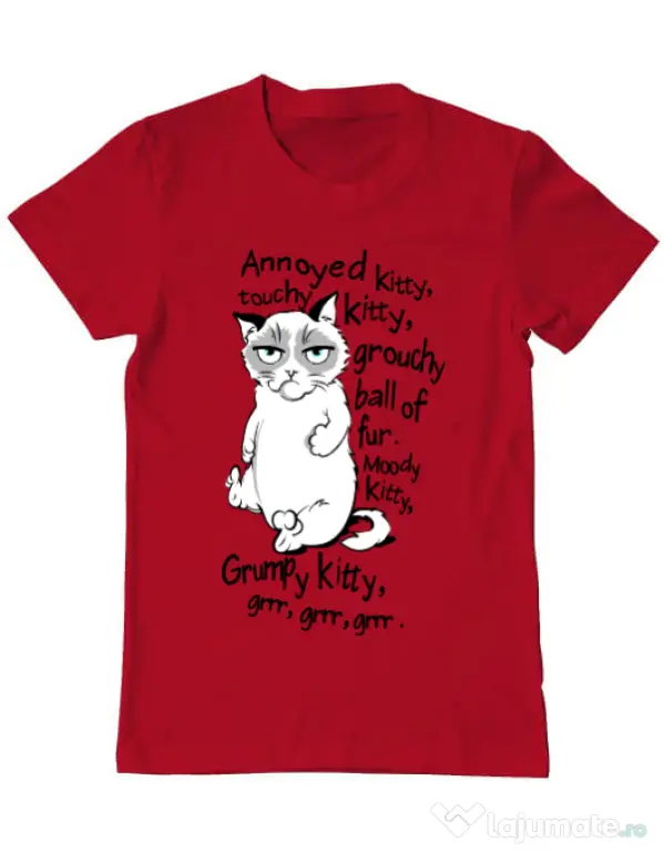 Tricou ADLER barbat Grumpy kitty Rosu