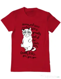 Tricou ADLER barbat Grumpy kitty Rosu