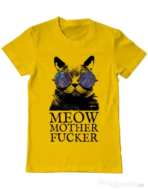 Tricou ADLER barbat Meow motherfucker Galben