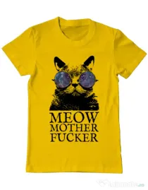 Tricou ADLER barbat Meow motherfucker Galben