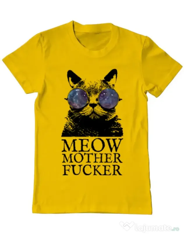Tricou ADLER barbat Meow motherfucker Galben