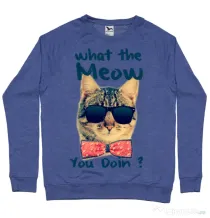Bluza ADLER barbat What the meow Albastru melanj