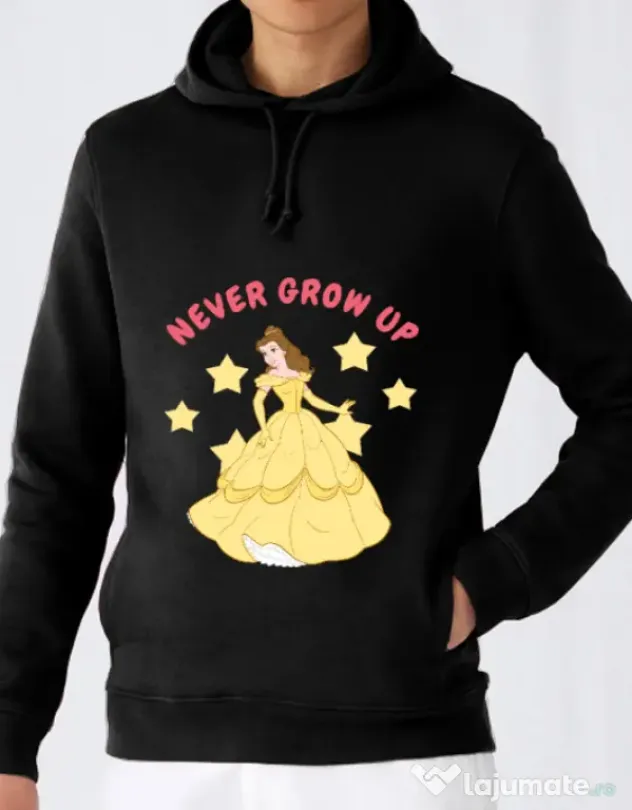 Hoodie barbat cu gluga Never grow up Negru