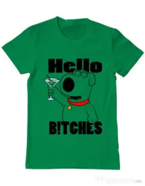 Tricou ADLER barbat Hello bitches Verde mediu