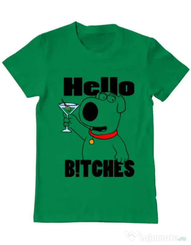Tricou ADLER barbat Hello bitches Verde mediu