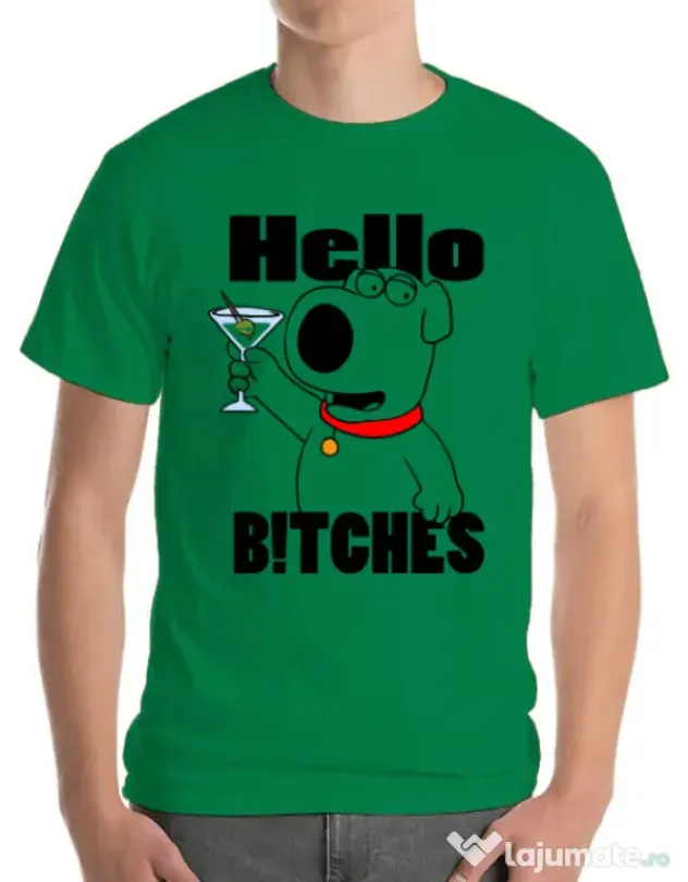 Tricou ADLER barbat Hello bitches Verde mediu