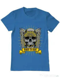 Tricou ADLER barbat Born to ride Albastru azuriu