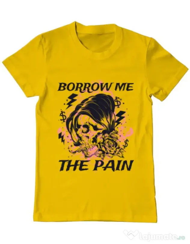 Tricou ADLER barbat Borrow me the pain Galben
