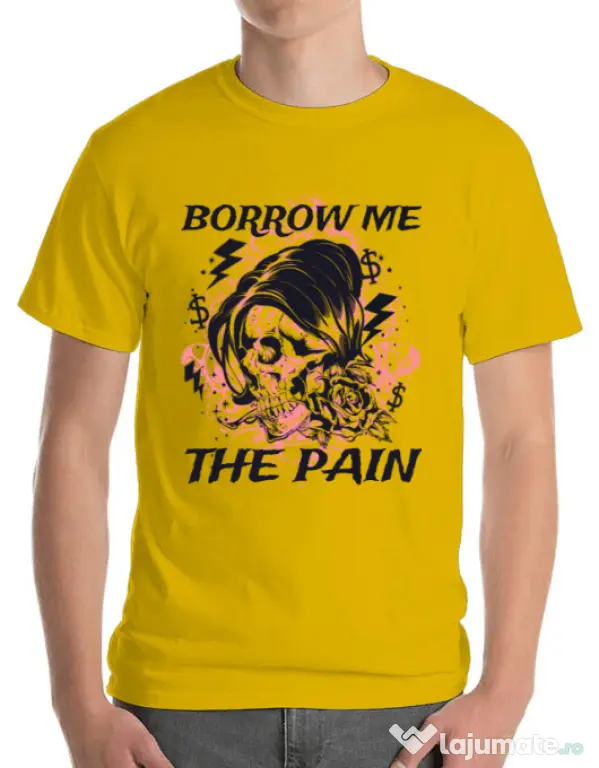 Tricou ADLER barbat Borrow me the pain Galben