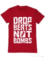 Tricou ADLER barbat Drop beats, not bombs Rosu