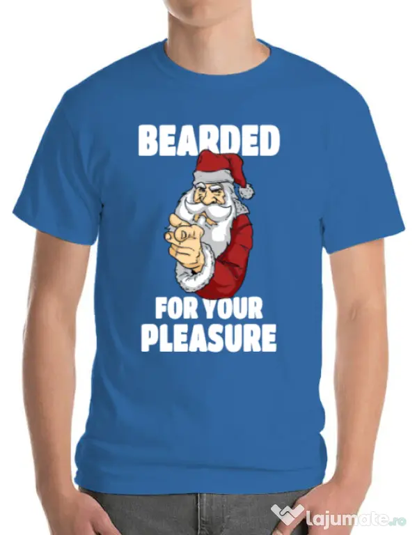 Tricou ADLER barbat Bearded for your pleasure Albastru azuriu