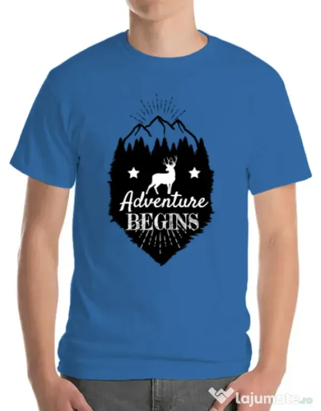 Tricou ADLER barbat Adventure Begins Albastru azuriu