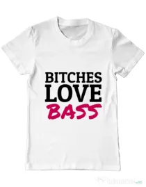 Tricou ADLER barbat Bitches love bass Alb