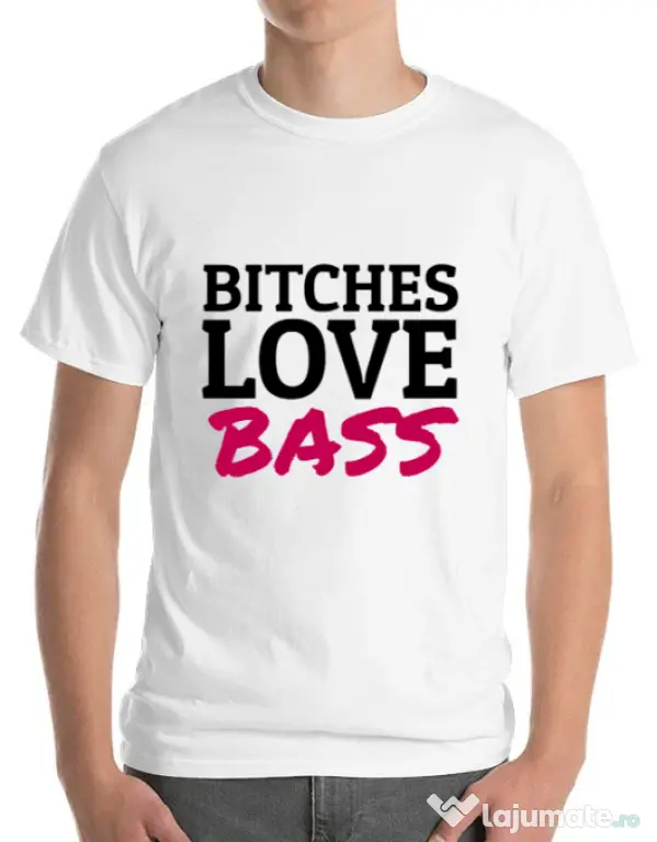 Tricou ADLER barbat Bitches love bass Alb
