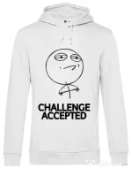 Hoodie barbat cu gluga Challenge Accepted Alb