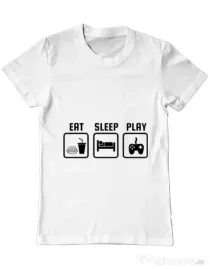 Tricou ADLER barbat Eat sleep play Alb