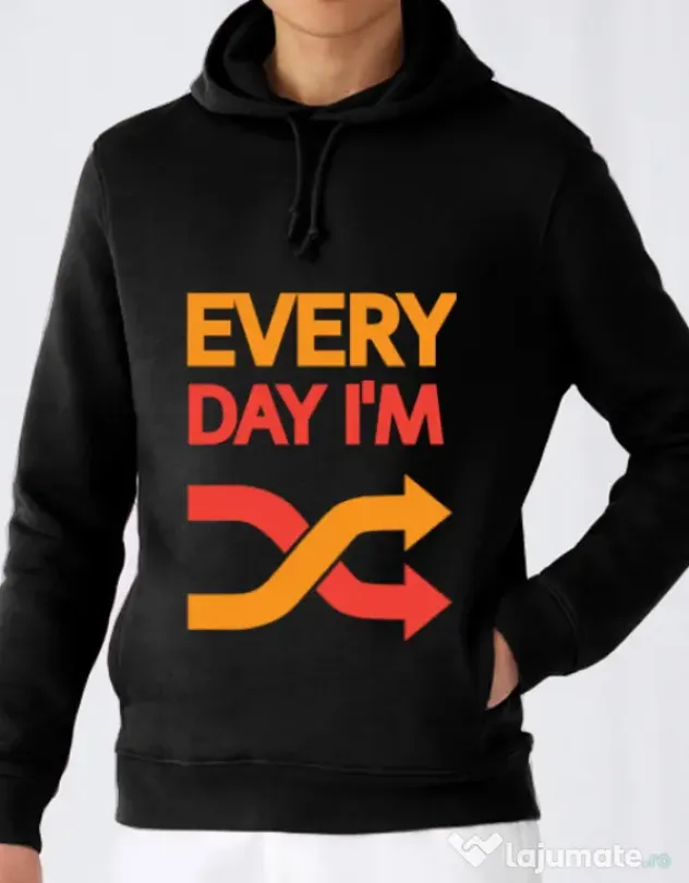 Hoodie barbat cu gluga Every day i'm shuffling Negru