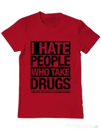 Tricou ADLER barbat I hate people who take drugs Rosu