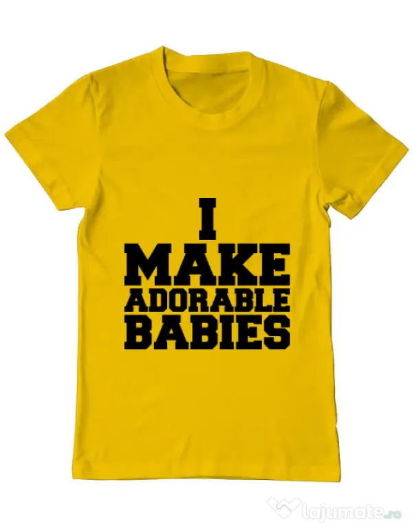 Tricou ADLER barbat I make adorable babies Galben
