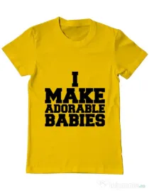 Tricou ADLER barbat I make adorable babies Galben
