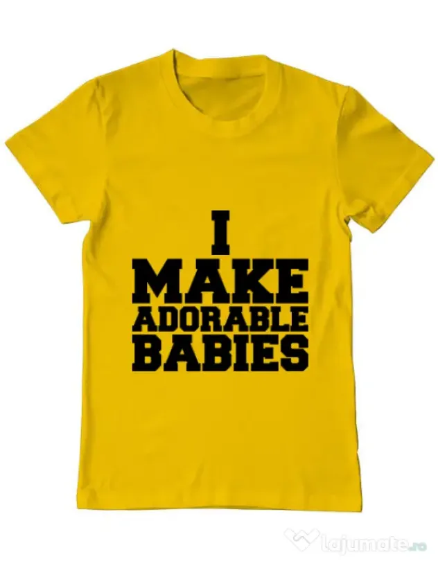 Tricou ADLER barbat I make adorable babies Galben