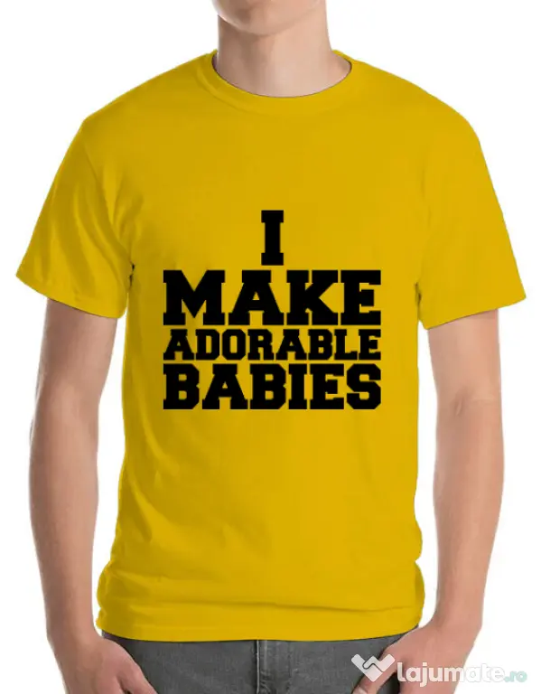 Tricou ADLER barbat I make adorable babies Galben