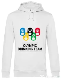 Hoodie barbat cu gluga Olympic drinking team Alb