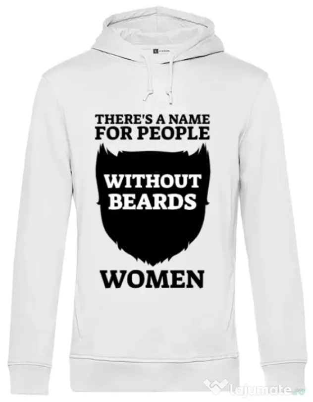 Hoodie barbat cu gluga People without beards Alb