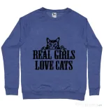 Bluza ADLER barbat Real girls love cats Albastru melanj