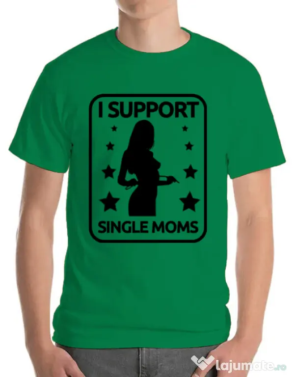 Tricou ADLER barbat I support single moms Verde mediu